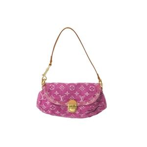 LOUIS VUITTON Shoulder Bag Monogram Denim Pleaty Pink